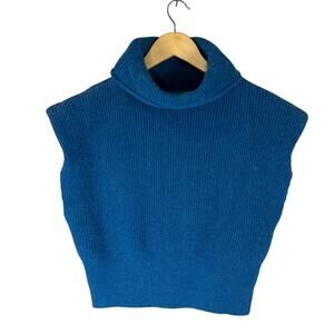 DÉLUC Bellini Sleeveless Knit Turtleneck Sweater Vest – Blue – Size Small